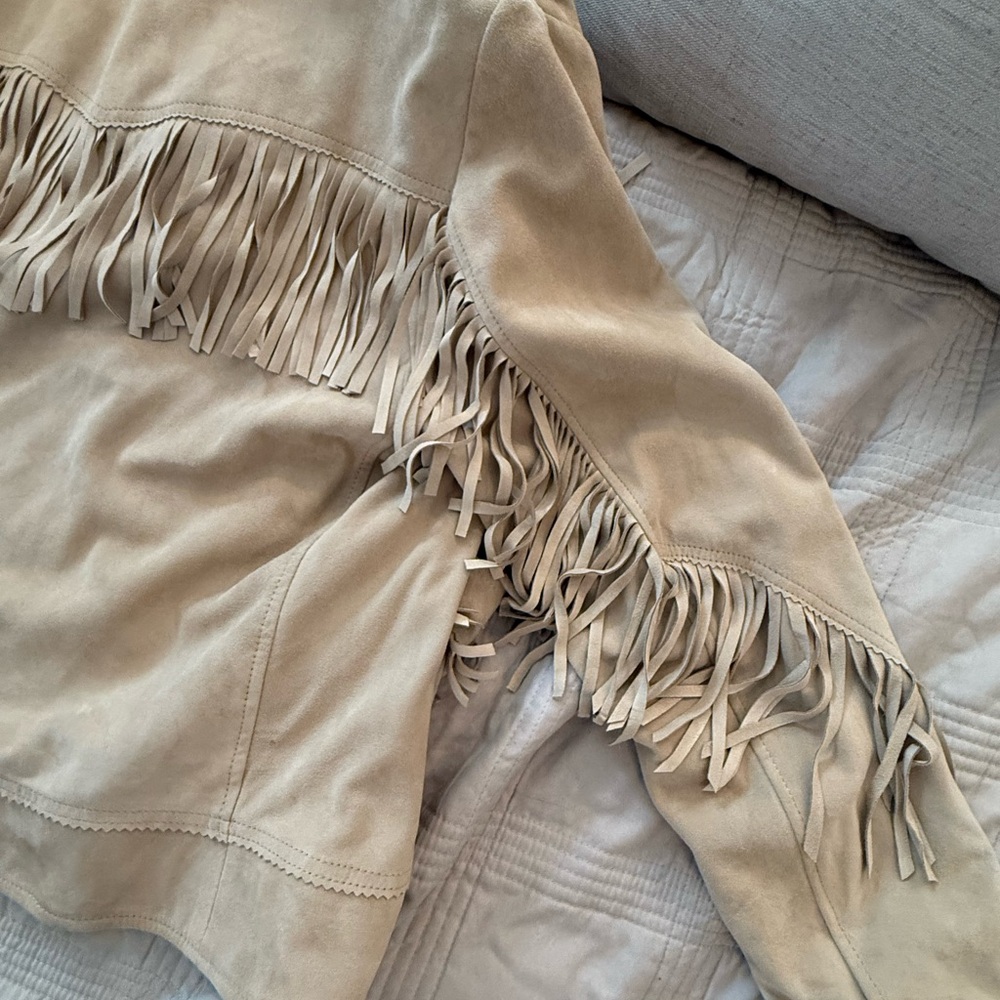 Ralph Lauren Camel Suede Leather Jacket Western Style Boho Fringe - Picture 17 of 17